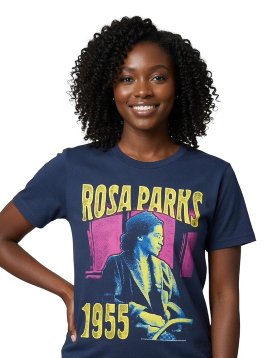 Old Navy Tops - Rosa Parks 1955 Graphic Tee - Navy with Yellow & Pink Print